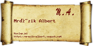 Mrázik Albert névjegykártya